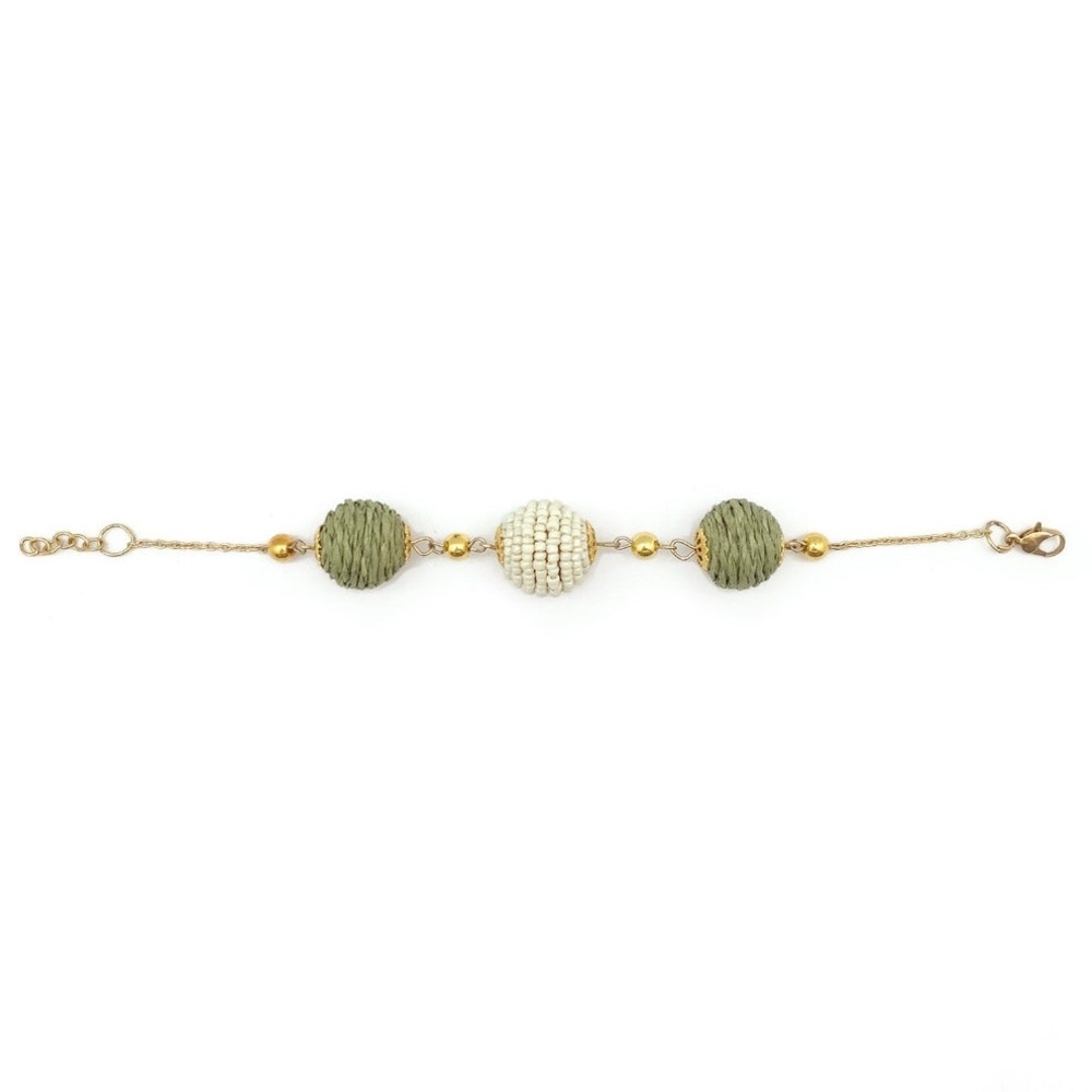 Handmade Beaded Sachi Rafftai Cotton and Wood Bracelet